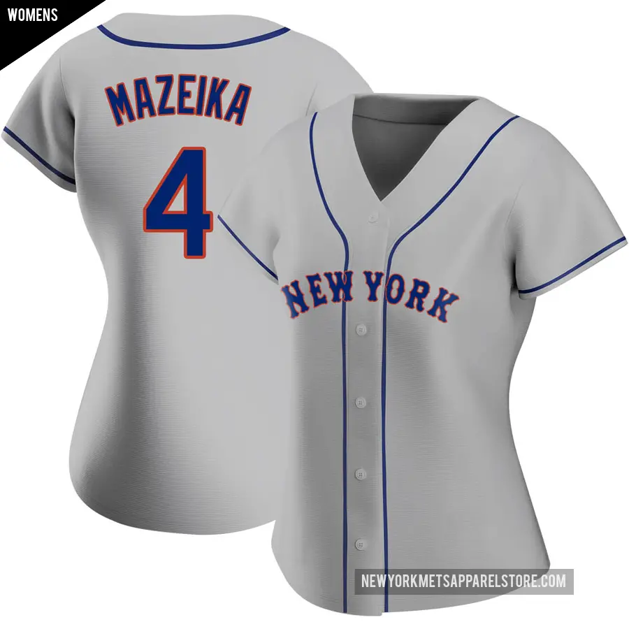 Women's New York Mets ＃4 Patrick Mazeika Replica Gray Road Jersey