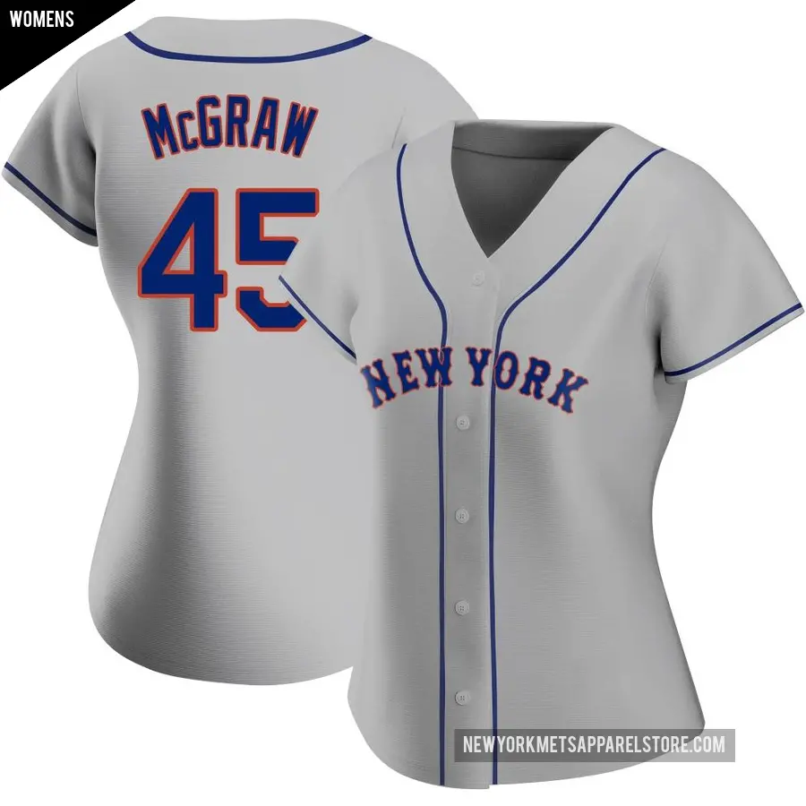 Women's New York Mets ＃45 Tug McGraw Authentic Gray Road Jersey