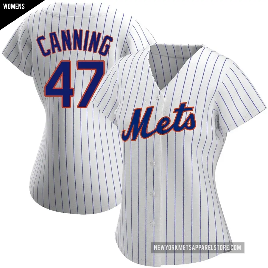 Women's New York Mets ＃47 Griffin Canning Authentic White Home Jersey