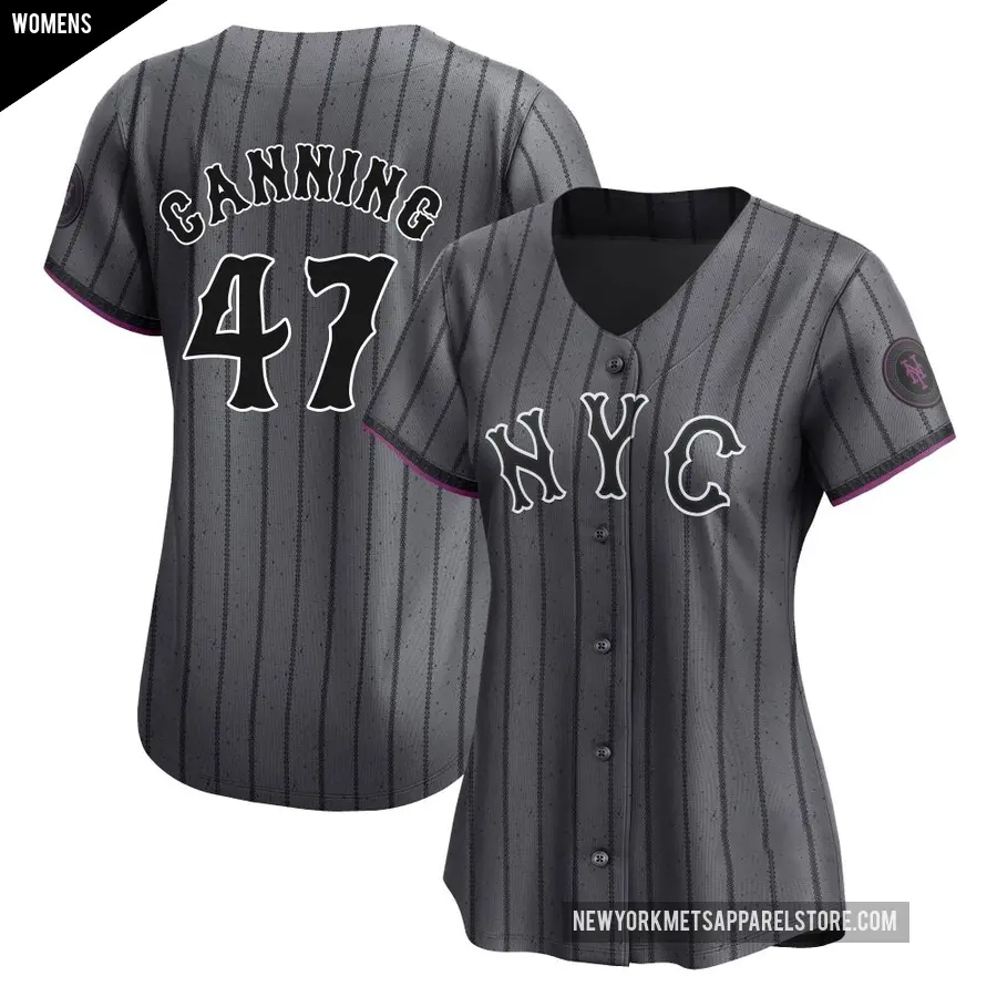 Women's New York Mets ＃47 Griffin Canning Limited Graphite 2024 City Connect Jersey