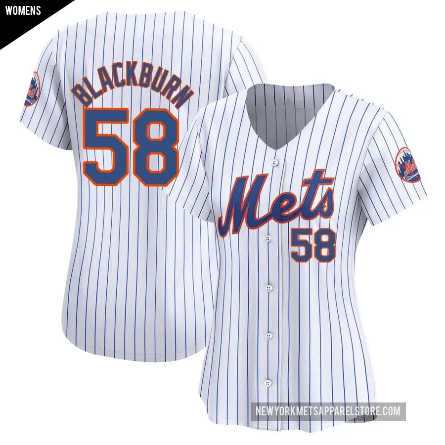 Women's New York Mets ＃58 Paul Blackburn Limited White Home Jersey