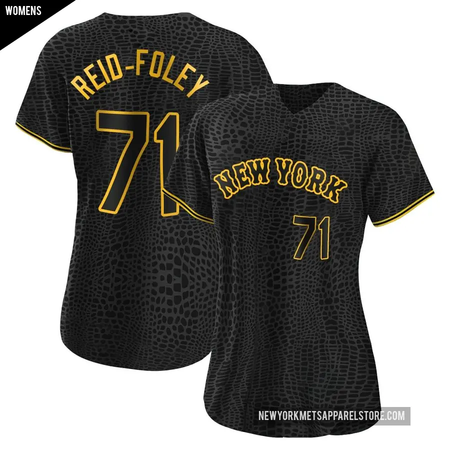 Women's New York Mets ＃71 Sean Reid-Foley Authentic Black Snake Skin City Jersey