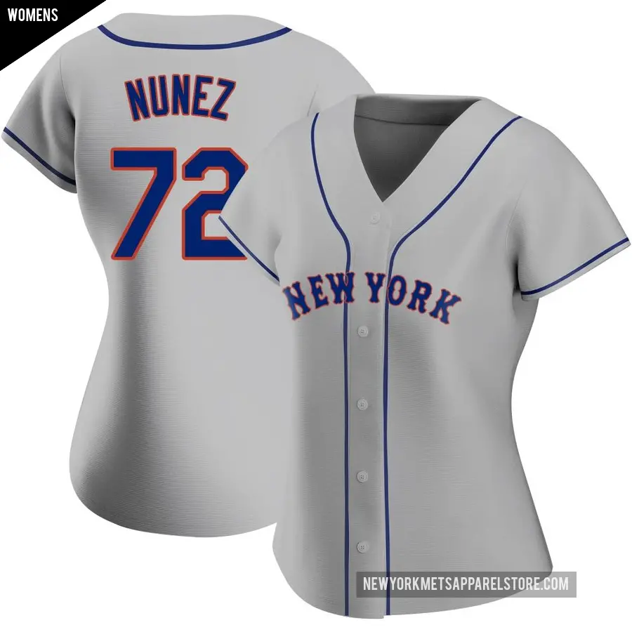 Women's New York Mets ＃72 Dedniel Nunez Authentic Gray Road Jersey