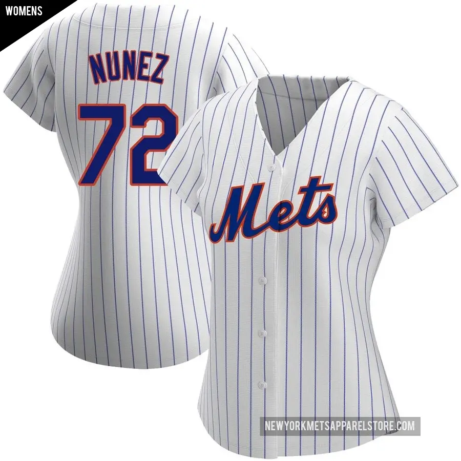 Women's New York Mets ＃72 Dedniel Nunez Authentic White Home Jersey