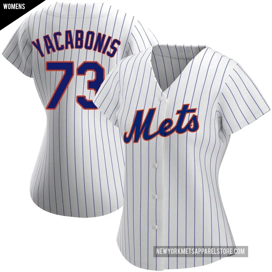 Women's New York Mets ＃73 Jimmy Yacabonis Authentic White Home Jersey