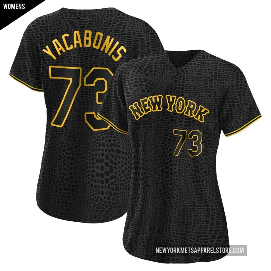 Women's New York Mets ＃73 Jimmy Yacabonis Replica Black Snake Skin City Jersey