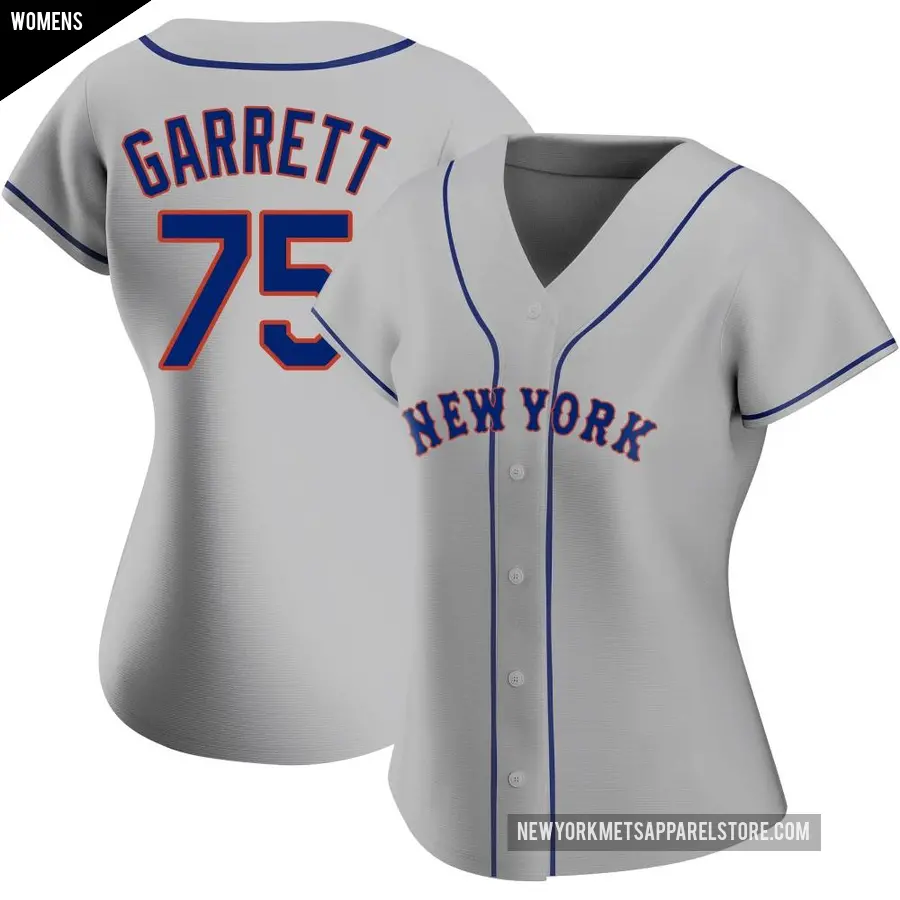 Women's New York Mets ＃75 Reed Garrett Authentic Gray Road Jersey