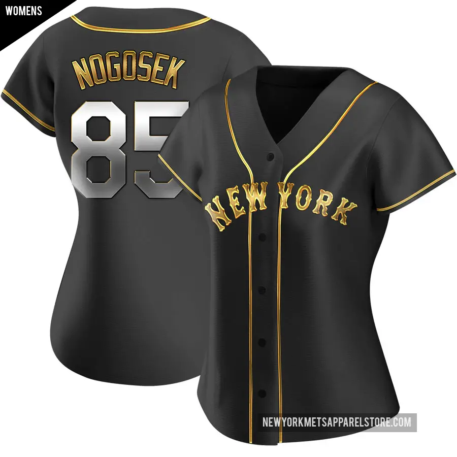 Women's New York Mets ＃85 Stephen Nogosek Replica Gold Black en Alternate Jersey