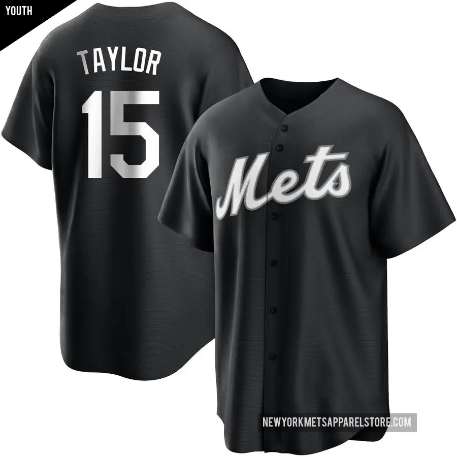 Youth New York Mets ＃15 Tyrone Taylor Replica Black/White Jersey