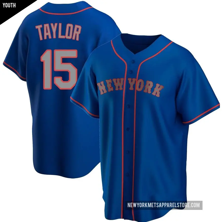 Youth New York Mets ＃15 Tyrone Taylor Replica Royal Alternate Road Jersey