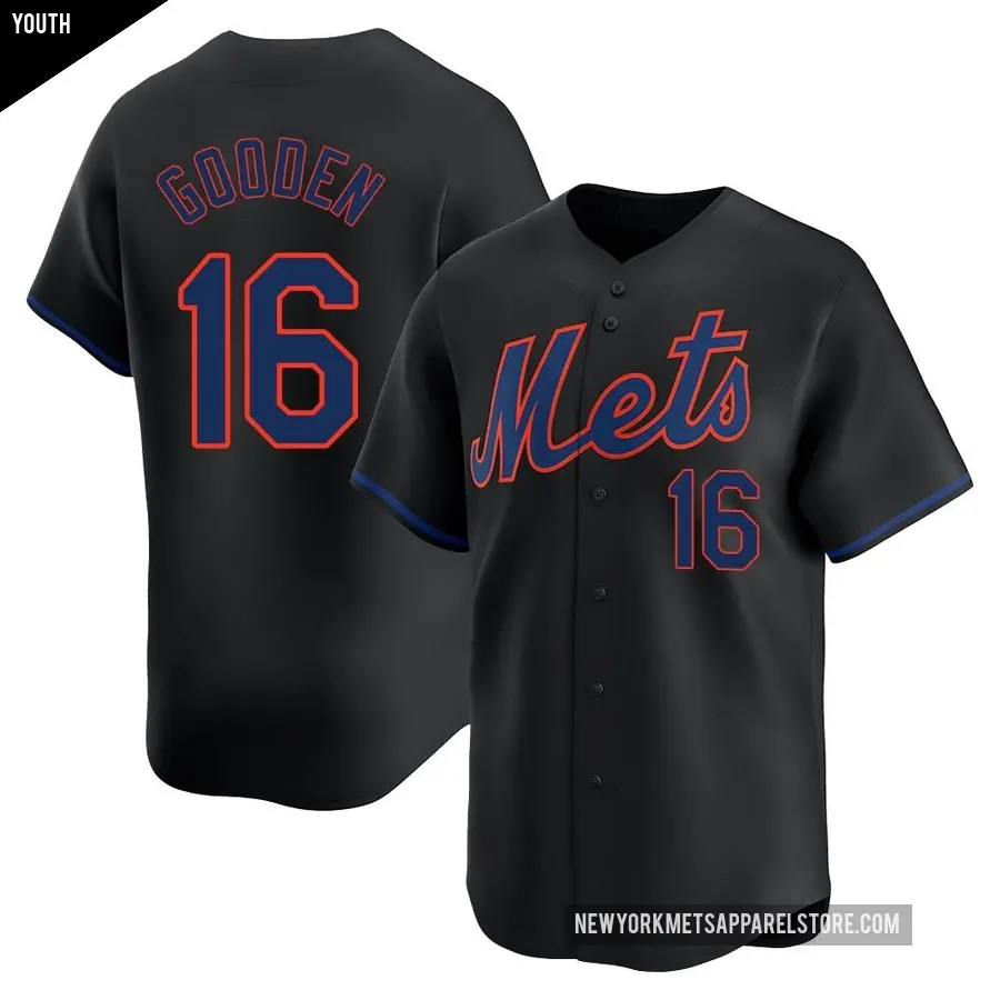 Youth New York Mets ＃16 Dwight Gooden Limited Black Alternate Jersey