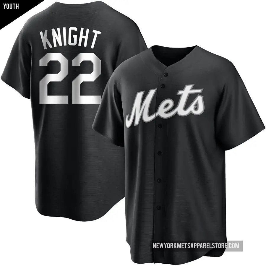 Youth New York Mets ＃22 Ray Knight Replica Black/White Jersey