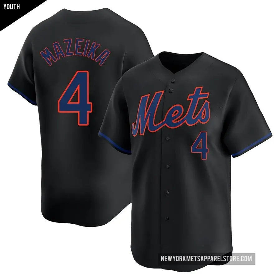 Youth New York Mets ＃4 Patrick Mazeika Limited Black Alternate Jersey