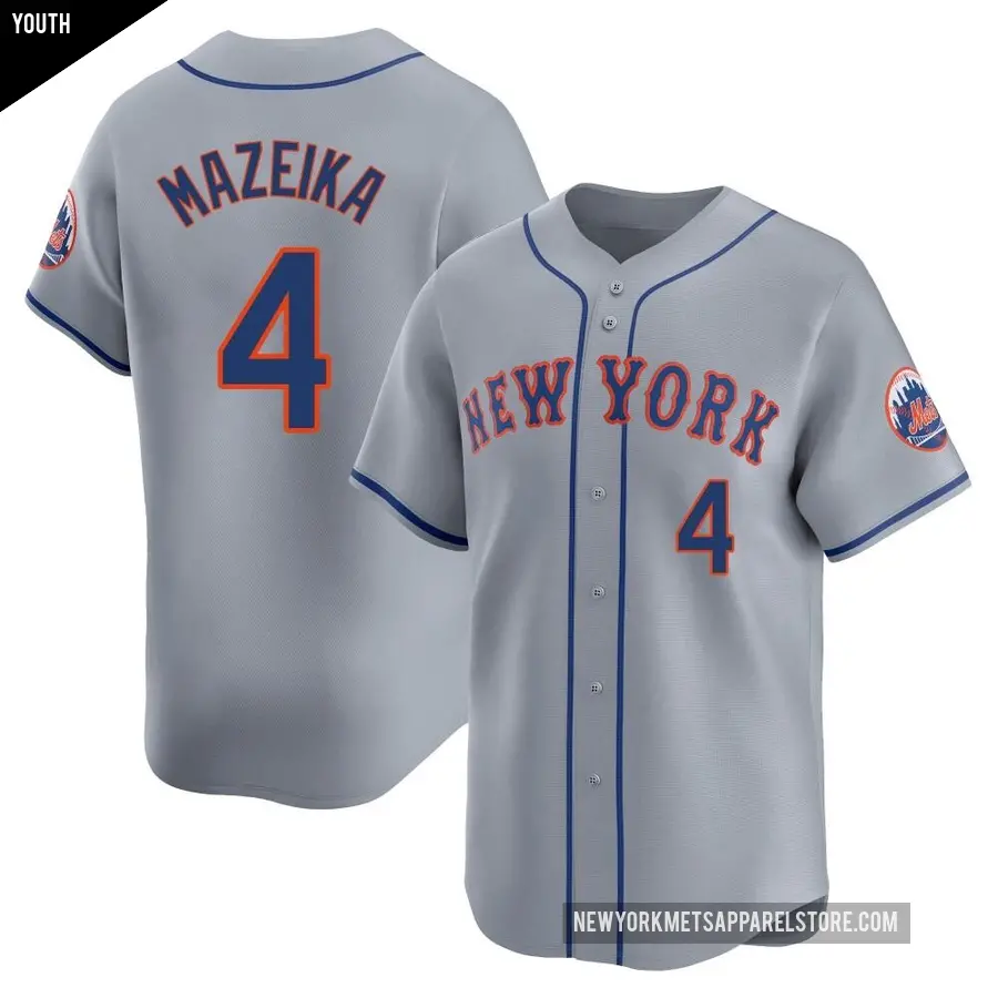 Youth New York Mets ＃4 Patrick Mazeika Limited Gray Away Jersey