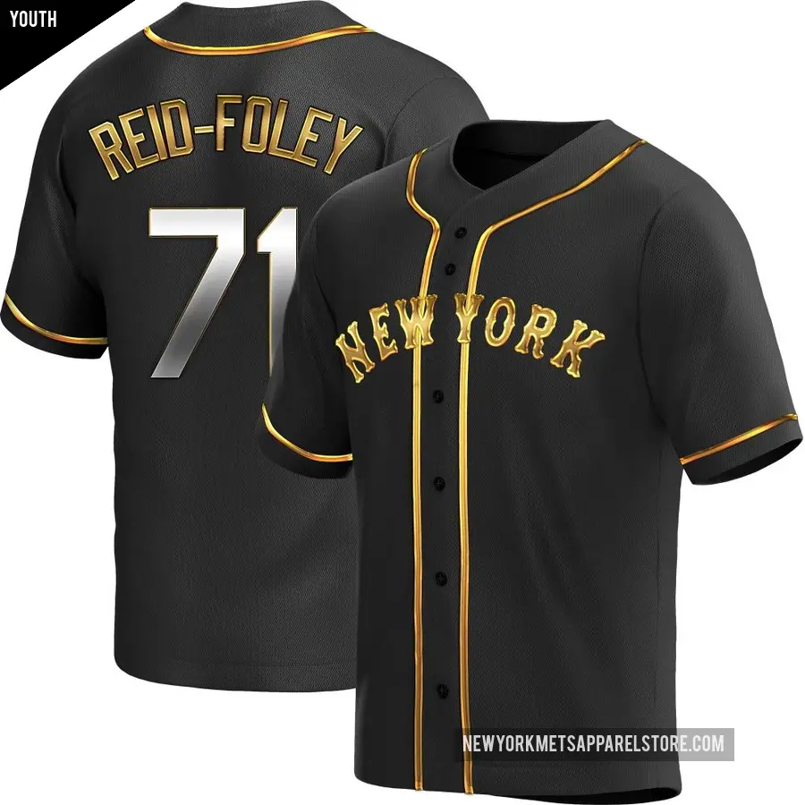 Youth New York Mets ＃71 Sean Reid-Foley Replica Gold Black en Alternate Jersey