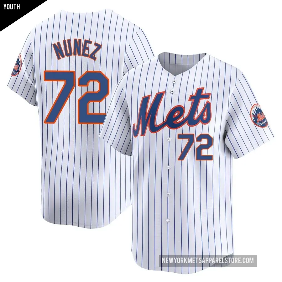 Youth New York Mets ＃72 Dedniel Nunez Limited White Home Jersey