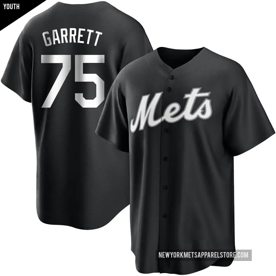 Youth New York Mets ＃75 Reed Garrett Replica Black/White Jersey