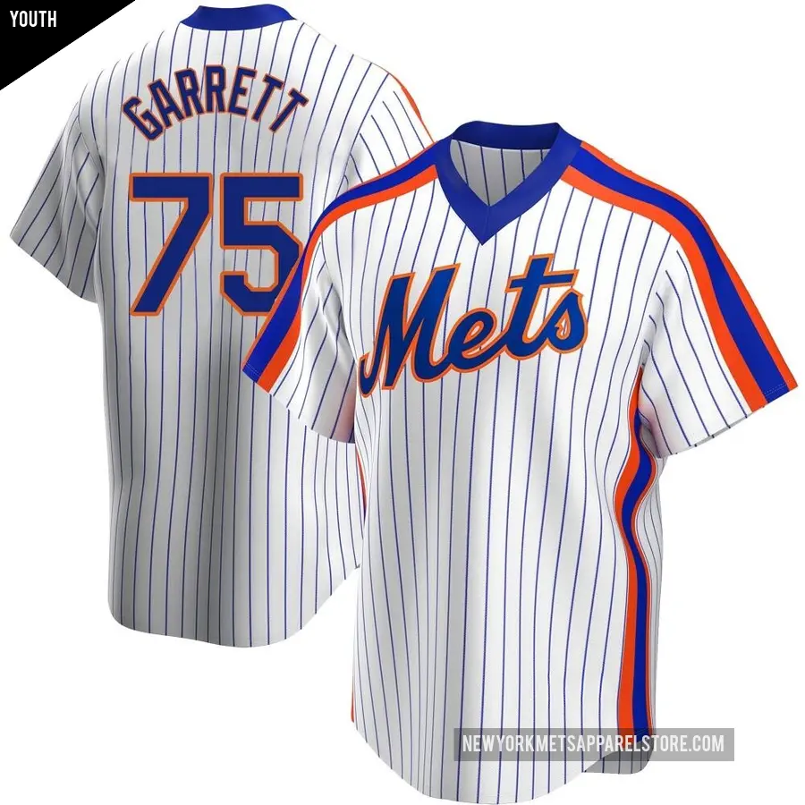 Youth New York Mets ＃75 Reed Garrett Replica White Home Cooperstown Collection Jersey